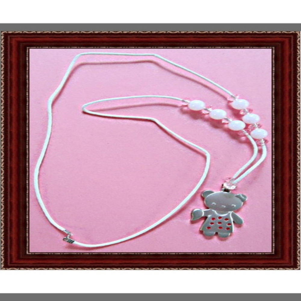 Handmade Teddy Bear Necklace With Beads